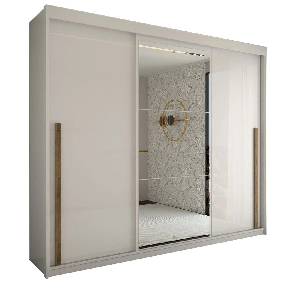 Guarda-Roupa Casal 3 Portas com Espelho e 6 Gavetas Miami Cinamomo/Off White
