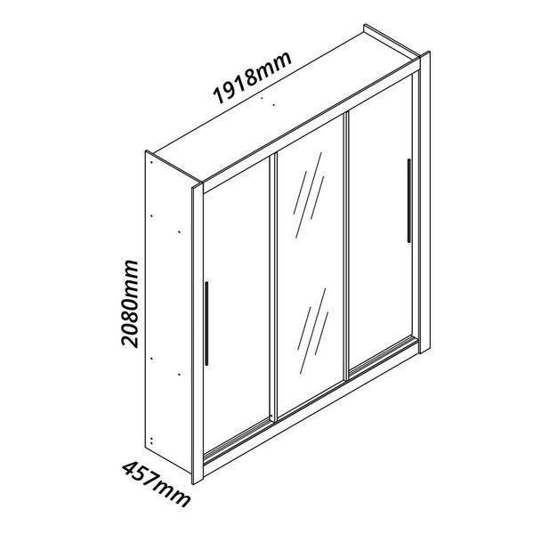 Guarda-Roupa Casal 3 Portas com Espelho, 4 Gavetas e Prateleiras Internas – 100% MDF, Branco, Portas de Correr
