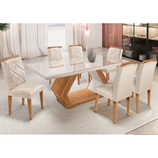 Conjunto de Mesa de Jantar com 6 Cadeiras