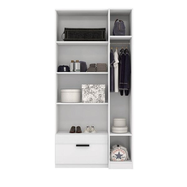 Guarda-Roupa Solteiro 2 Portas com Espelho e 1 Gaveta