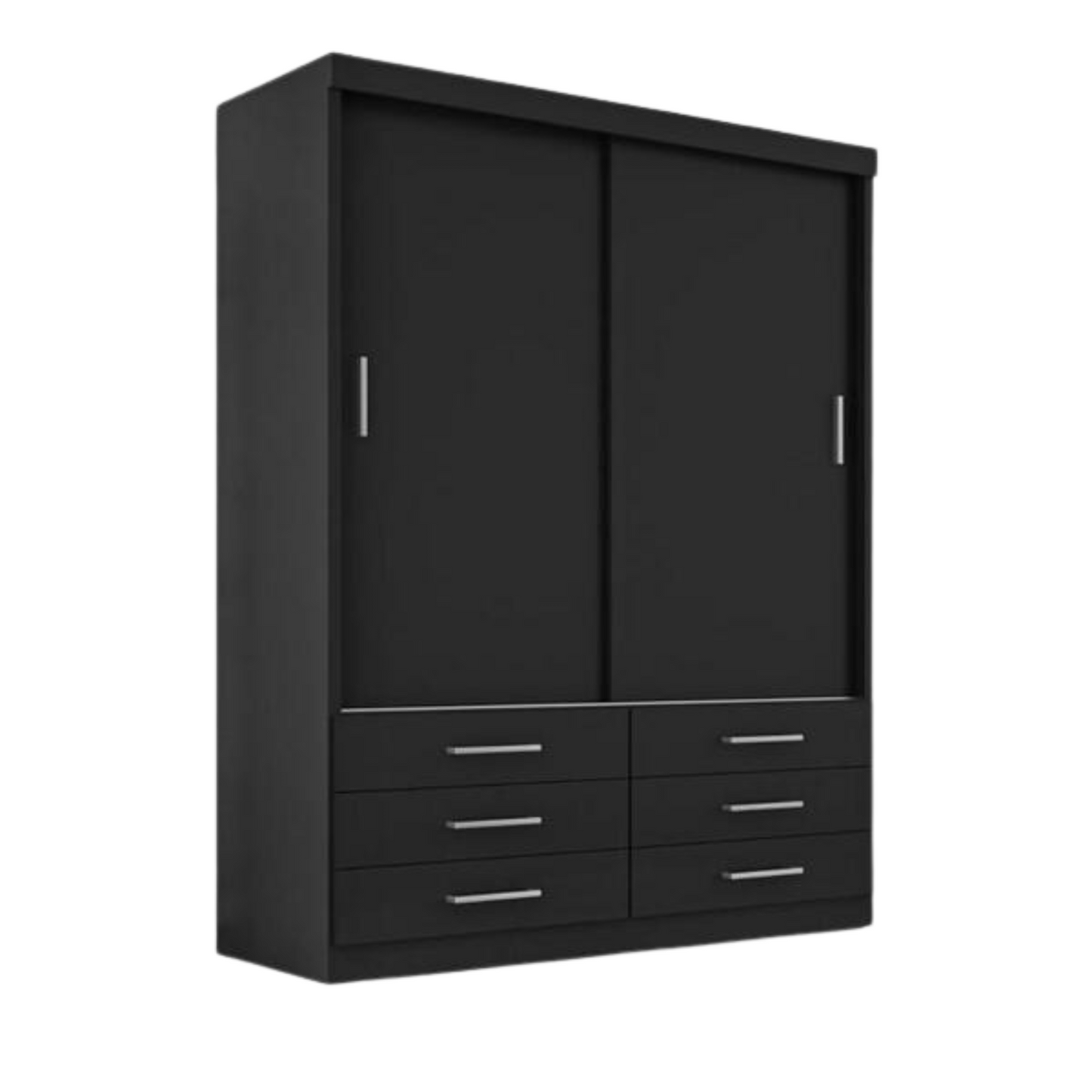 Guarda-Roupa Solteiro 2 Portas de Correr com 6 Gavetas 116cm