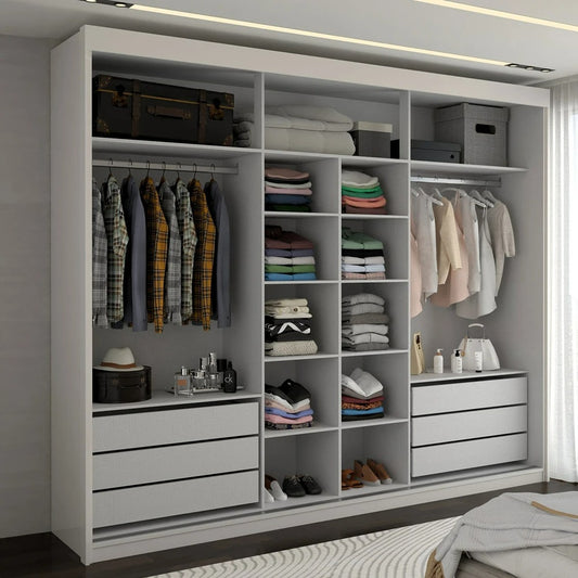 Guarda-Roupa Casal 3 Portas com Espelho e 6 Gavetas Miami Cinamomo/Off White