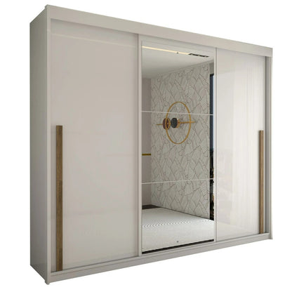 Guarda-Roupa Casal 3 Portas com Espelho e 6 Gavetas Miami Cinamomo/Off White