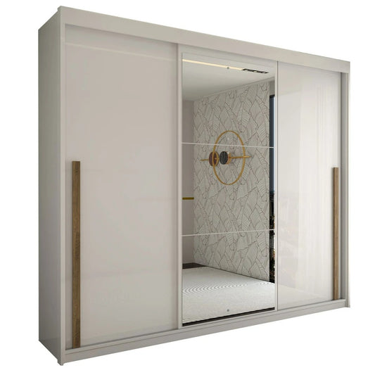 Guarda-Roupa Casal 3 Portas com Espelho e 6 Gavetas Miami Cinamomo/Off White