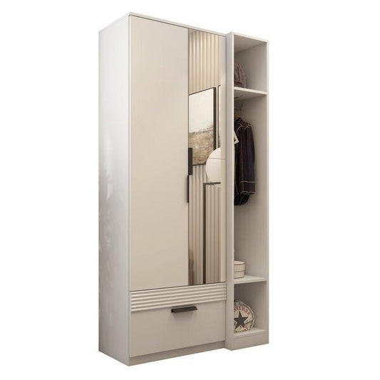 Guarda-Roupa Solteiro 2 Portas com Espelho e 1 Gaveta