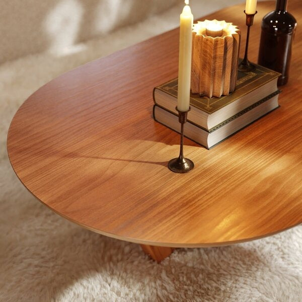 Mesa de Centro Oval Elegante Nature com Acabamento UV
