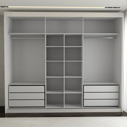 Guarda-Roupa Casal 3 Portas com Espelho e 6 Gavetas Miami Cinamomo/Off White