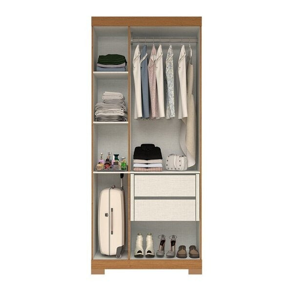 Guarda-Roupa Solteiro 3 Portas 2 Gavetas com Prateleiras