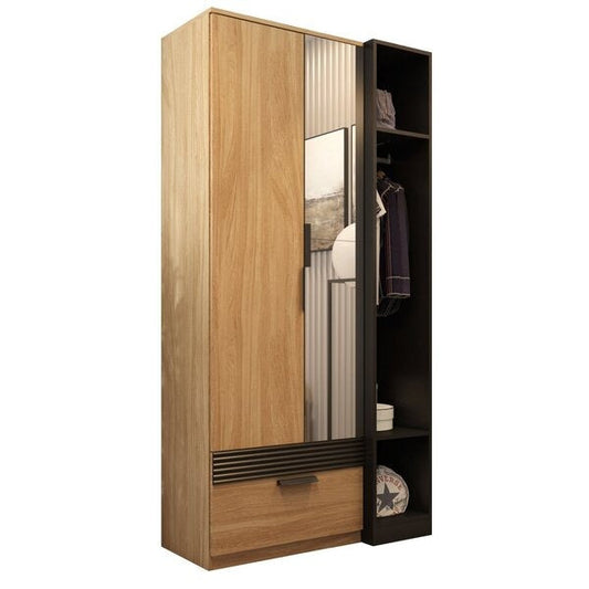 Guarda-Roupa Solteiro 2 Portas com Espelho e 1 Gaveta