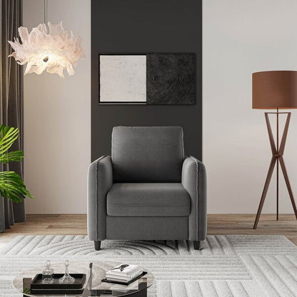 Poltrona Decorativa em Veludo Cinza