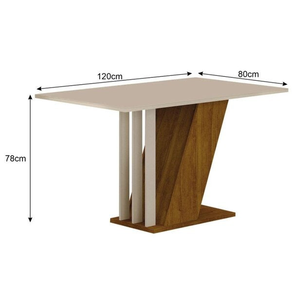 Conjunto Mesa de Jantar com 4 Cadeiras Estofadas