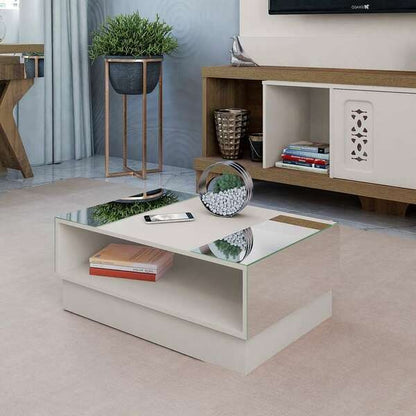 Mesa de Centro Dobrável com Nicho Inferior – Off White