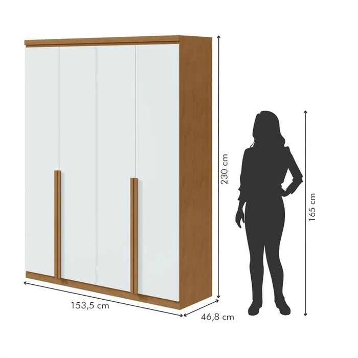 Guarda-Roupa Solteiro 4 Portas 2 Gavetas 153cm