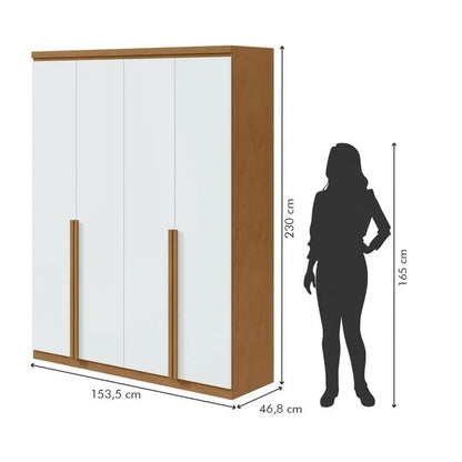 Guarda-Roupa Solteiro 4 Portas 2 Gavetas 153cm