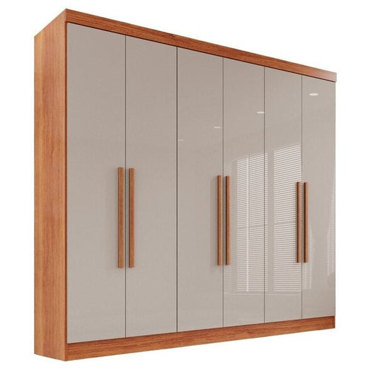 Guarda-Roupa Casal 6 Portas com 2 Gavetas e Prateleiras – Design Moderno, Corrediças Telescópicas, MDP Multicolorido