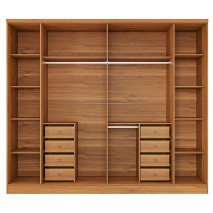 Guarda-Roupa Casal 6 Portas com 8 Gavetas, Prateleiras e Calceiro – 270 cm, MDF/MDP Cinamomo Off-White