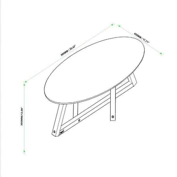 Mesa de Centro Oval com Pés de Madeira – Branco e Amêndoa