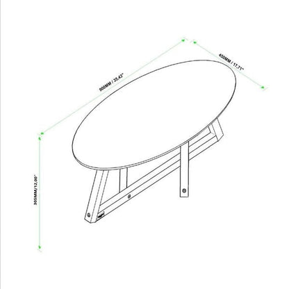Mesa de Centro Oval com Pés de Madeira – Branco e Amêndoa