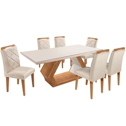 Conjunto de Mesa de Jantar com 6 Cadeiras