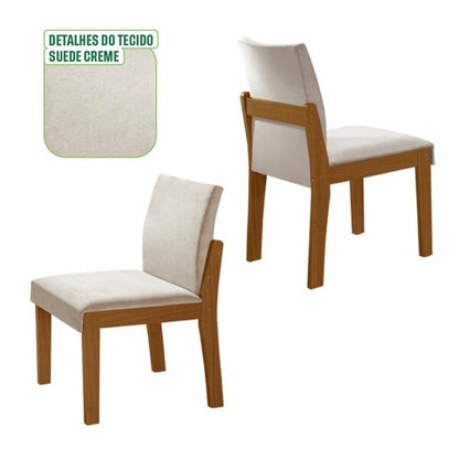Conjunto Mesa de Jantar Redonda com Vidro e 6 Cadeiras Estofadas