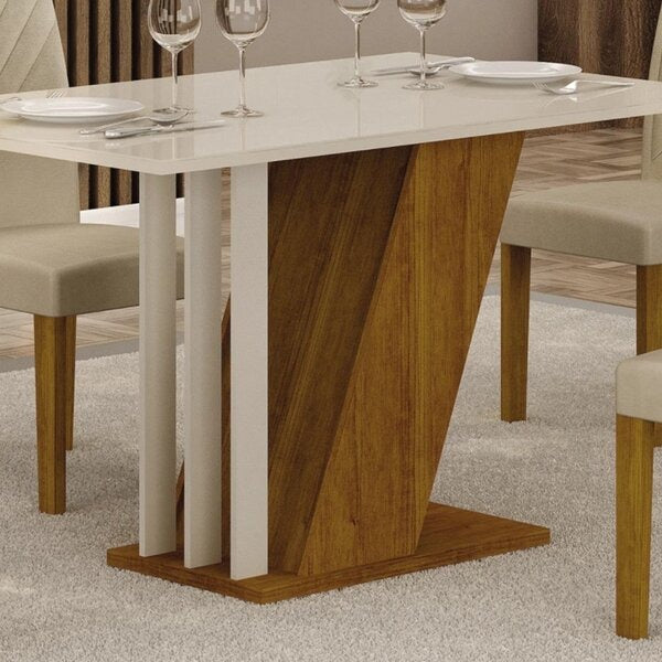 Conjunto Mesa de Jantar com 4 Cadeiras Estofadas