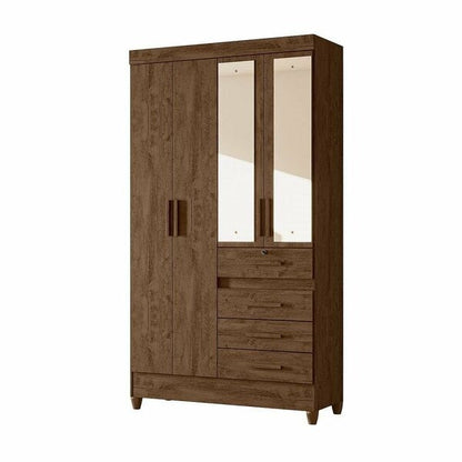 Guarda-Roupa Solteiro 4 Portas 4 Gavetas com Espelho