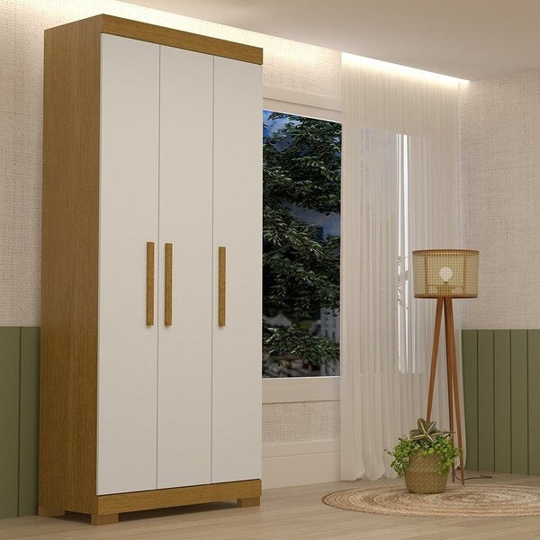 Guarda-Roupa Solteiro 3 Portas 2 Gavetas com Prateleiras