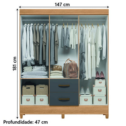 Guarda-Roupa Casal 6 Portas 2 Gavetas