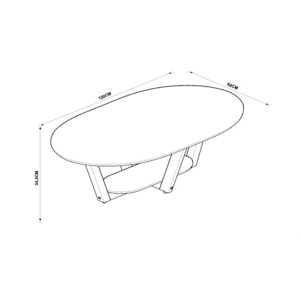 Mesa de Centro Oval Elegante Nature com Acabamento UV