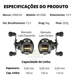 Nova Carretilha Premium LURE PRO AK-2000 POPLAR1401